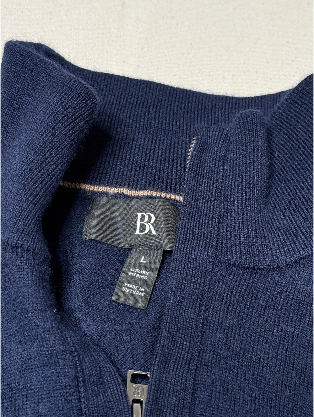 Banana Republic Italian Merino Wool Navy Quarter Zip Sweater Men’s L
